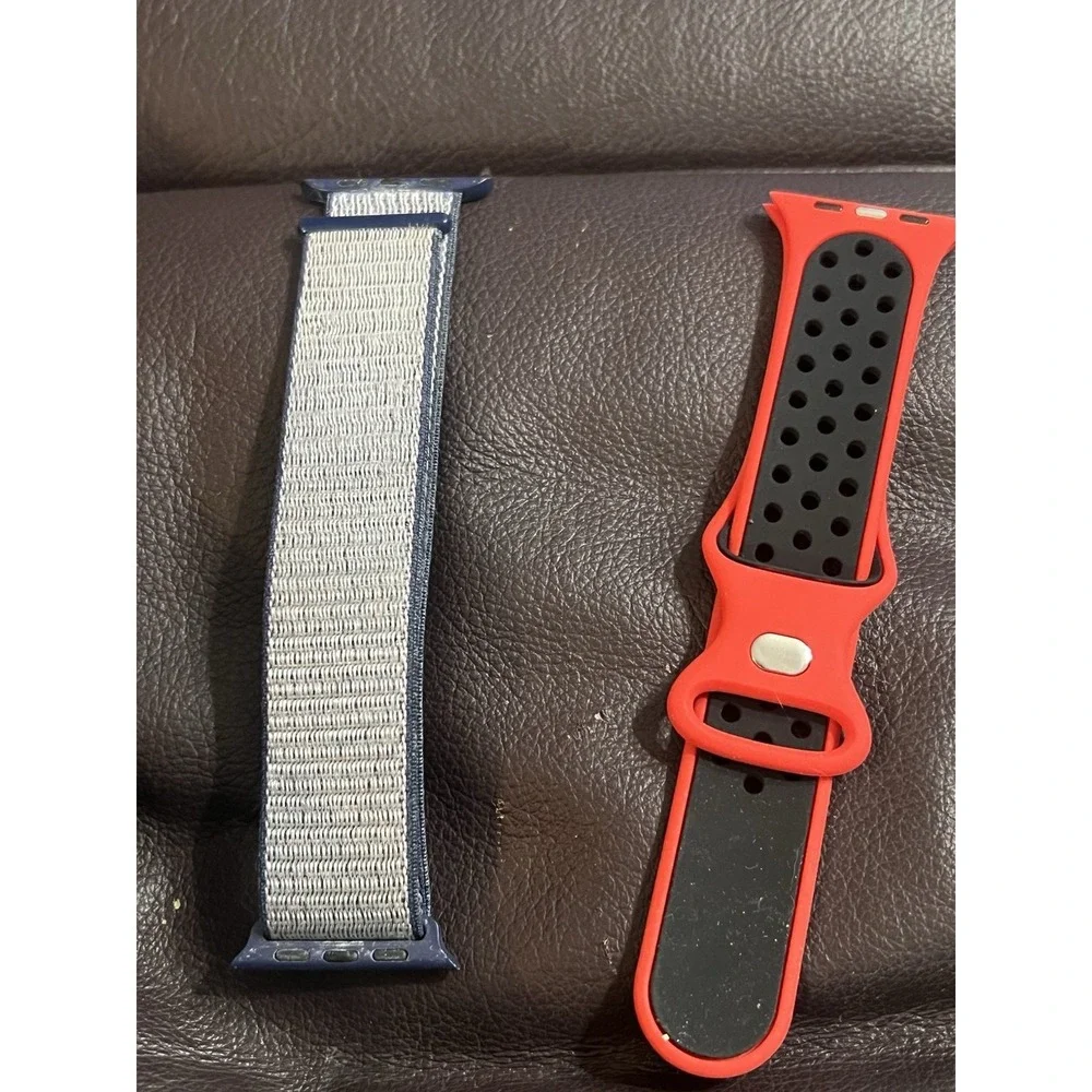 Nylon Blue Loop Band for Apple Watch (49/45/44mm) & red/black Silicone‎ Band
